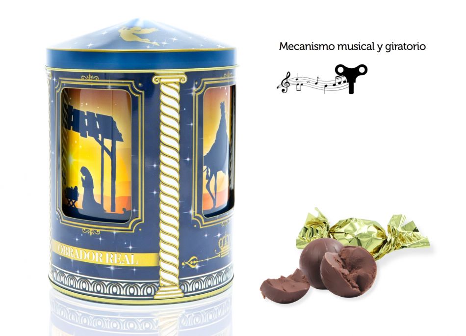 Lata Carrusel Musical Reyes Magos 160 gr. Bombones de Chocolate y Avellana 