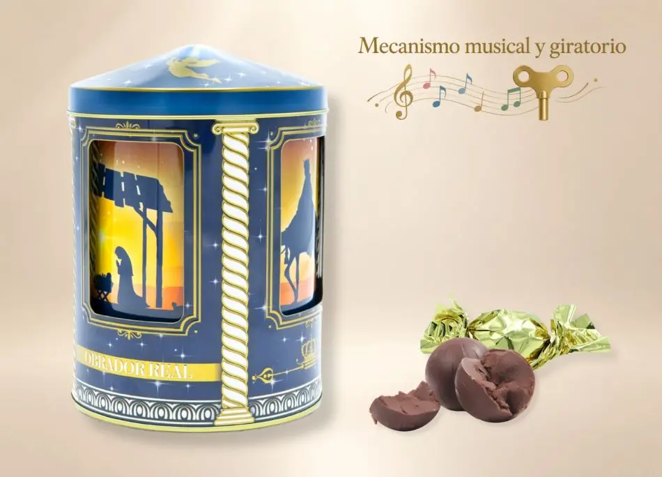 Lata Carrusel Musical Reyes Magos 160 gr. Bombones de Chocolate y Avellana 