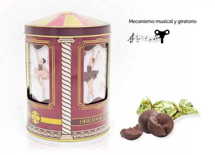 Lata Carrusel Musical Bailarinas 160 gr. Bombones de Chocolate y Avellana