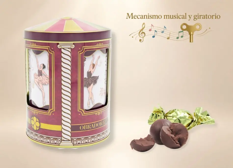 Lata Carrusel Musical Bailarinas 160 gr. Bombones de Chocolate y Avellana