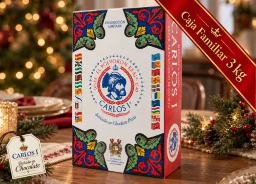 Caja Familiar 3 kg Polvorones Carlos I ba�ados en Chocolate