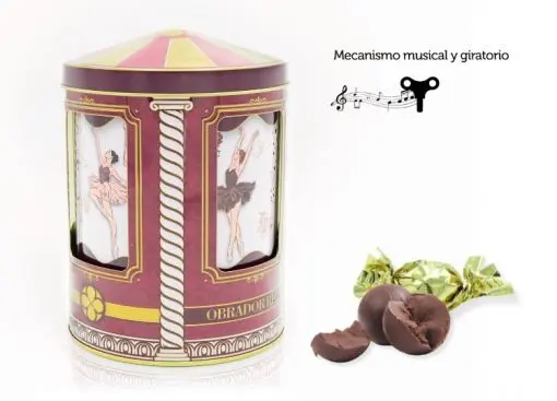 Lata Carrusel Musical Bailarinas 160 gr. Bombones de Chocolate y Avellana